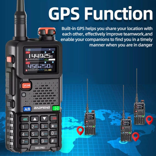 Baofeng UV-5RH PRO GPS 10W Multi-Band Walkie Talkie Long Range Two Way Radio