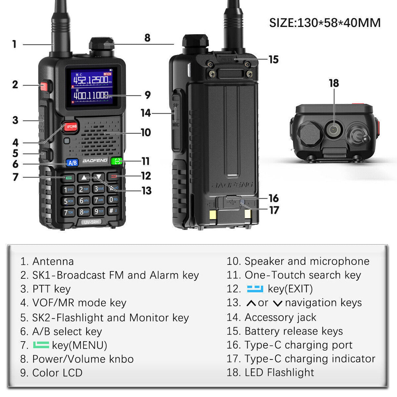 Baofeng UV-5RH 10W Multi-Band Walkie Talkie Long Range Two Way Radio