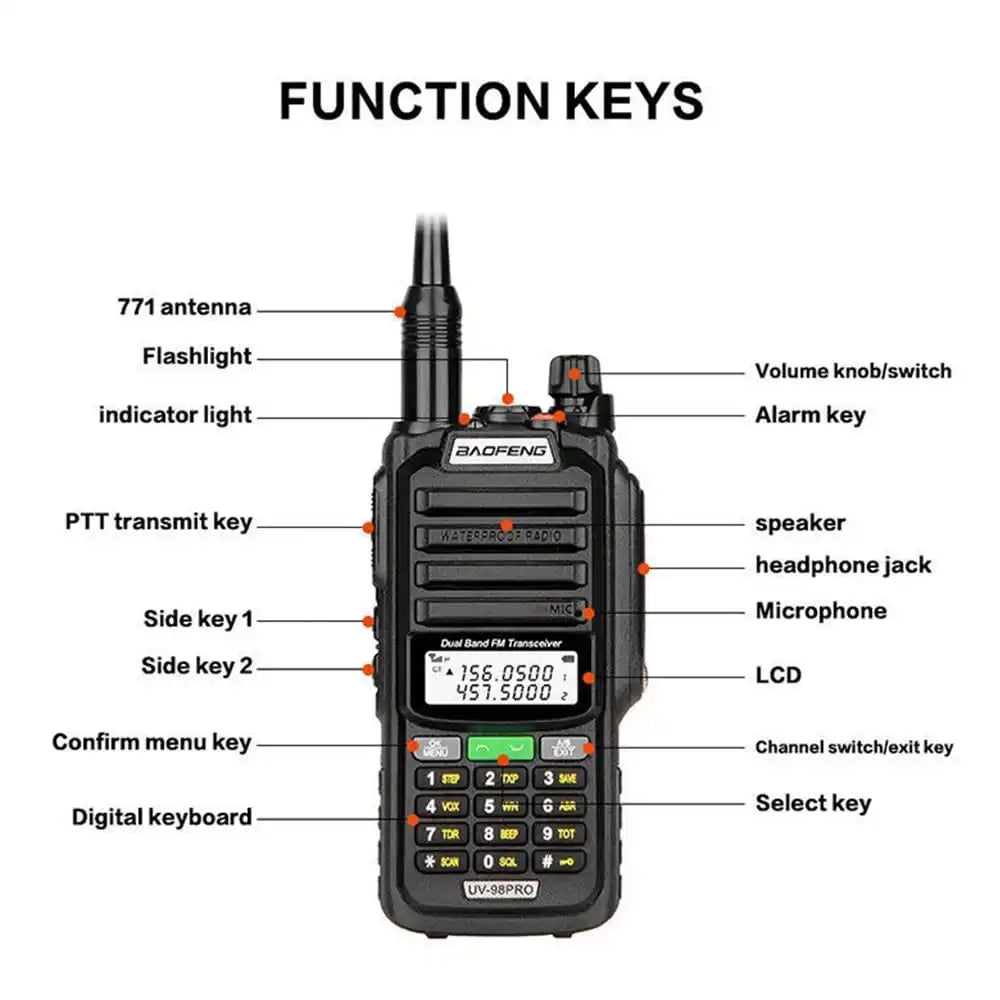 Baofeng UV-98 PRO IP68 Waterproof Dual Band Walkie Talkies